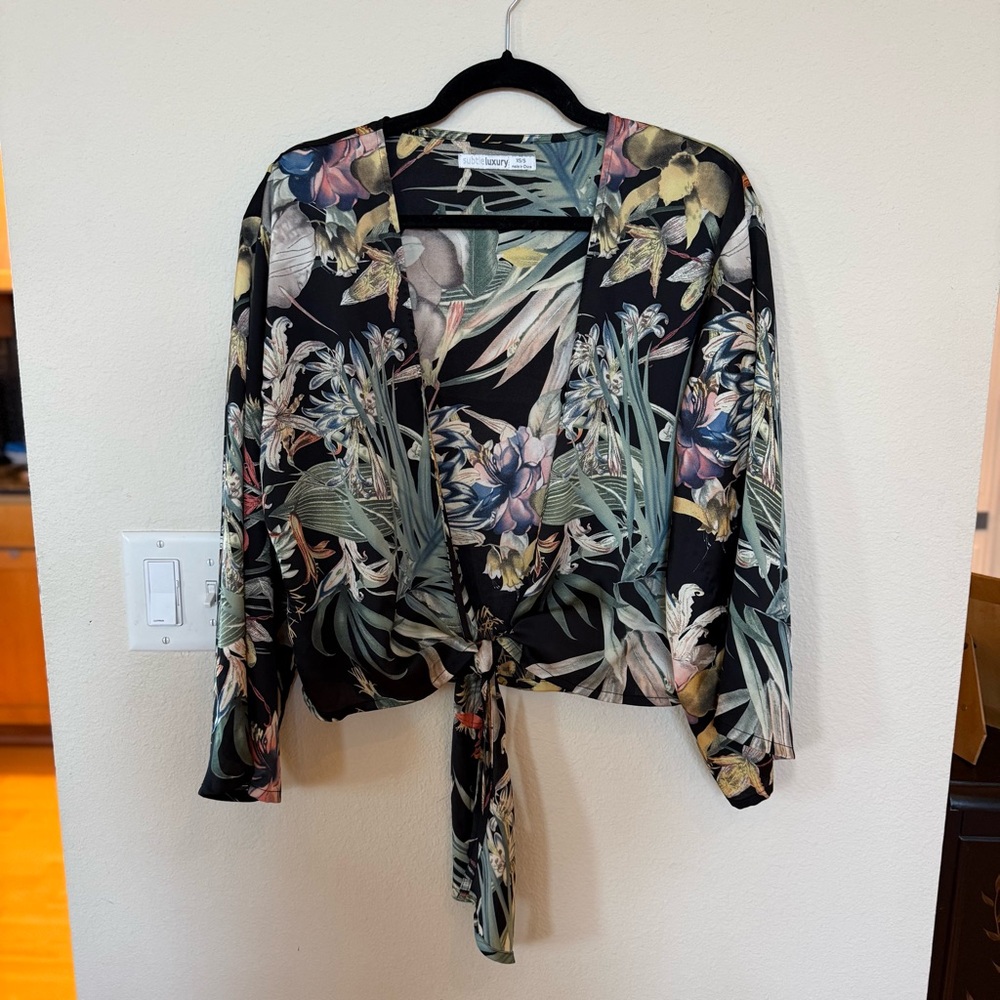 Silk Floral Tie Women's Top